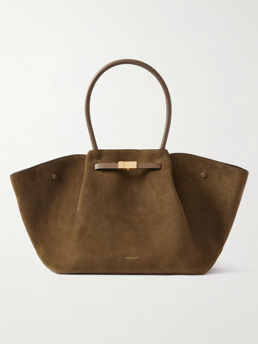 DeMellier The New York Large Leather-trimmed Suede Tote