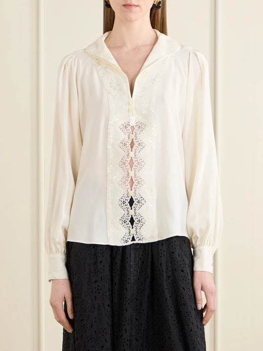 Lula Lace-trimmed Silk Blouse