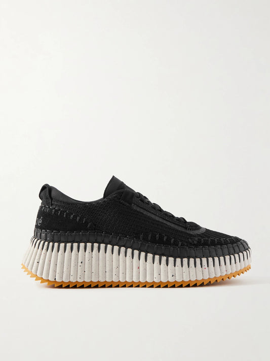 Nama Embroidered Suede And Recycled-mesh Sneakers