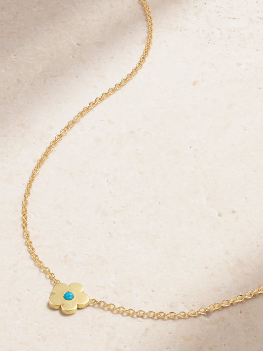 Mini Daisy 18-karat Gold Turquoise Necklace