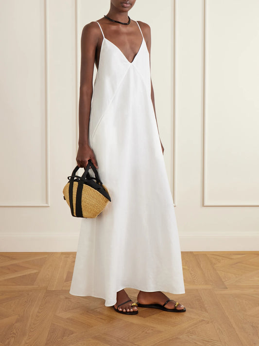 MUUÑ Sophie Mini Webbing-trimmed Woven Straw Tote