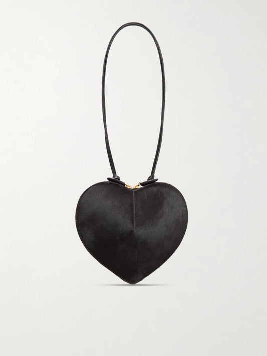 Le Coeur Leather-trimmed Calf Hair Shoulder Bag