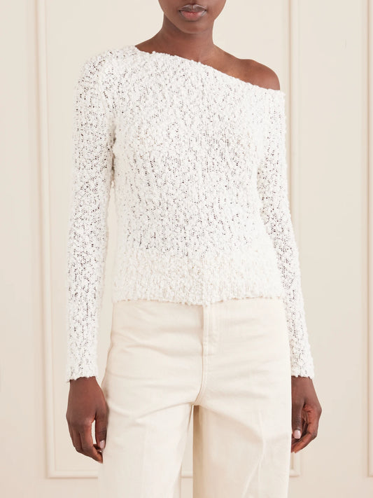Vine Off-the-shoulder Cotton-blend Bouclé Sweater