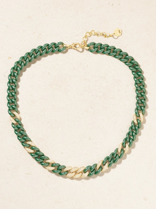 Essential Link 18-karat Gold, Ceramic And Diamond Necklace