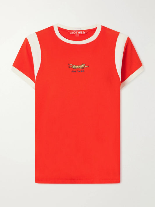 Mother The Boxy Goodie Paneled Embroidered Cotton-jersey T-shirt