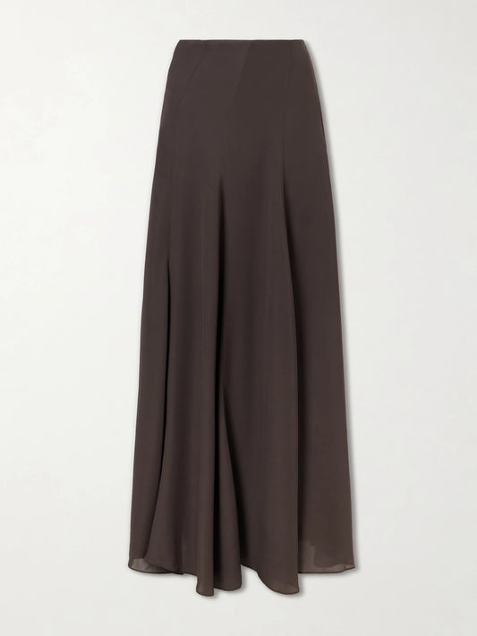 Ruohan Aeris Pleated Silk-crepe Midi Skirt