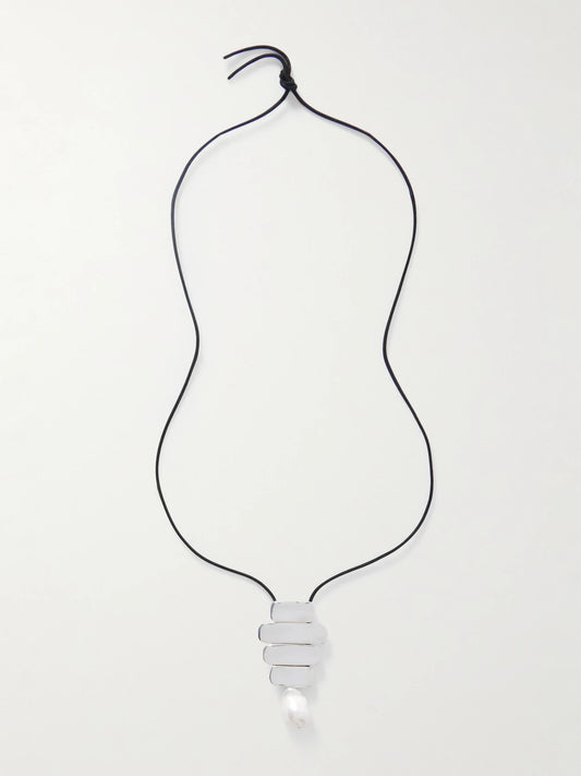 Baroque Ilona Recycled Sterling Silver, Suede And Pearl Necklace