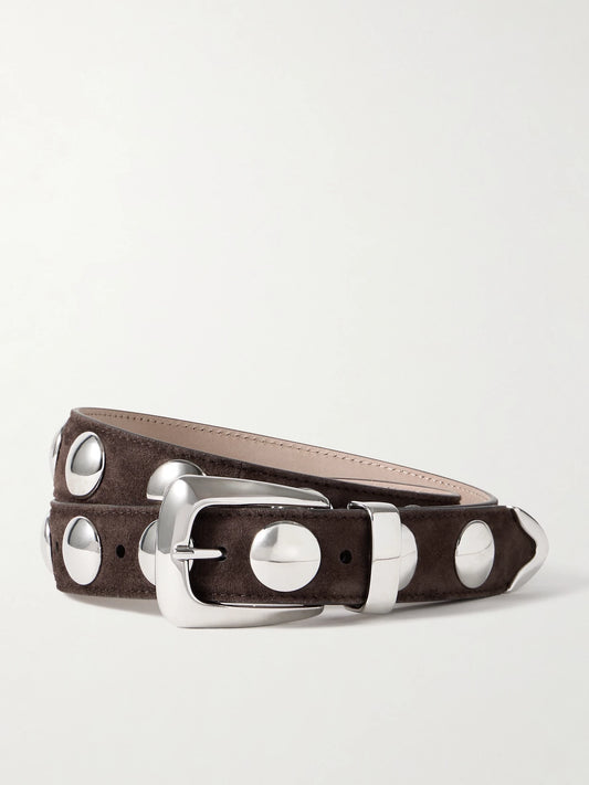 KHAITE Benny Studded Suede Belt