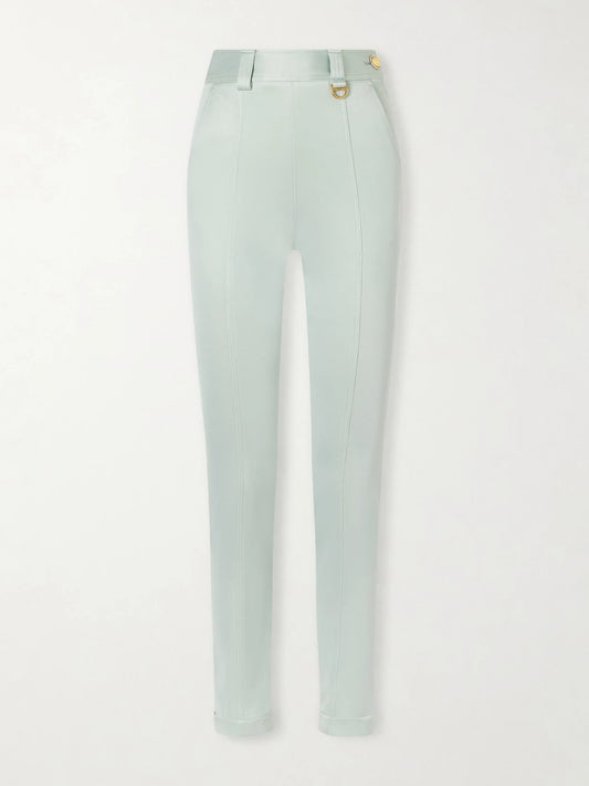 Cropped Satin-trimmed Stretch-jersey Leggings
