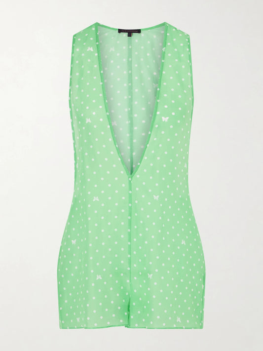 Kiki Polka-dot Cotton And Silk-blend Coverup