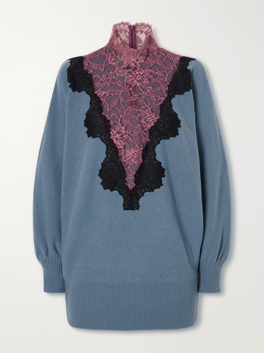 Valentino Garavani Lace-trimmed Wool Sweater