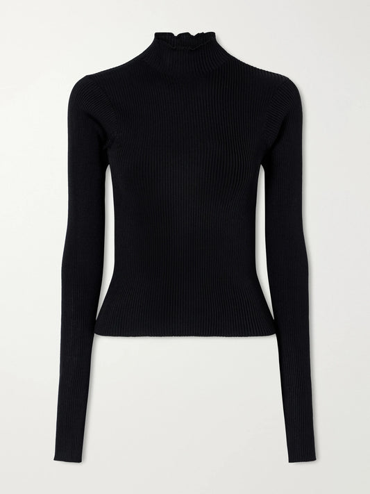 RIER Ribbed Silk Turtleneck Sweater