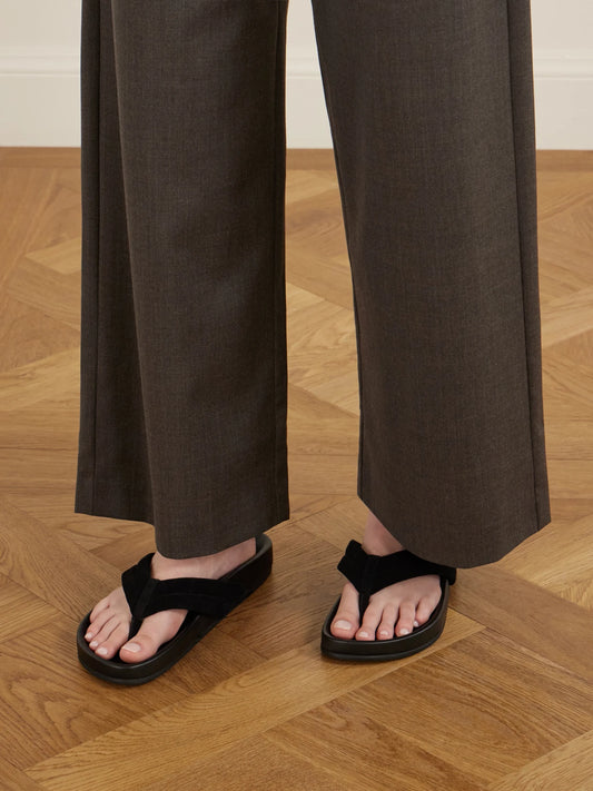 Suede Platform Thong Sandals