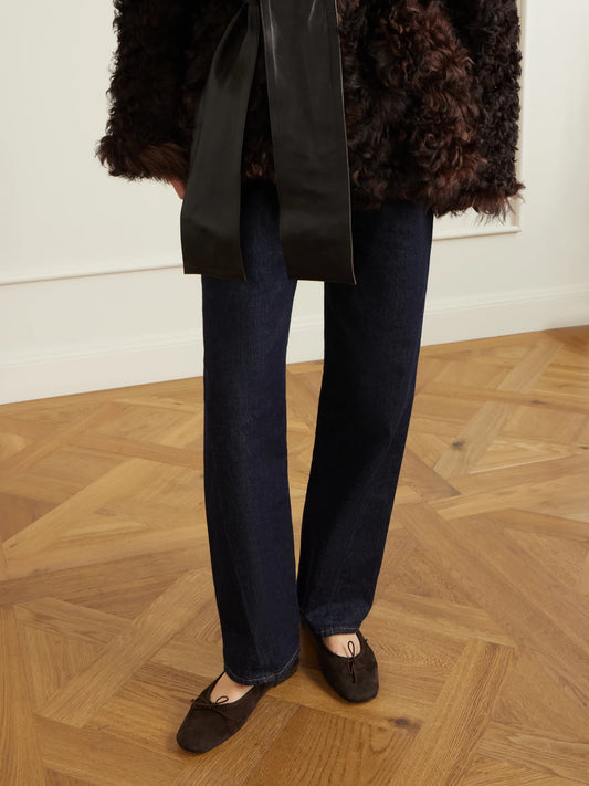 Tiby Bow-detailed Suede Ballet Flats