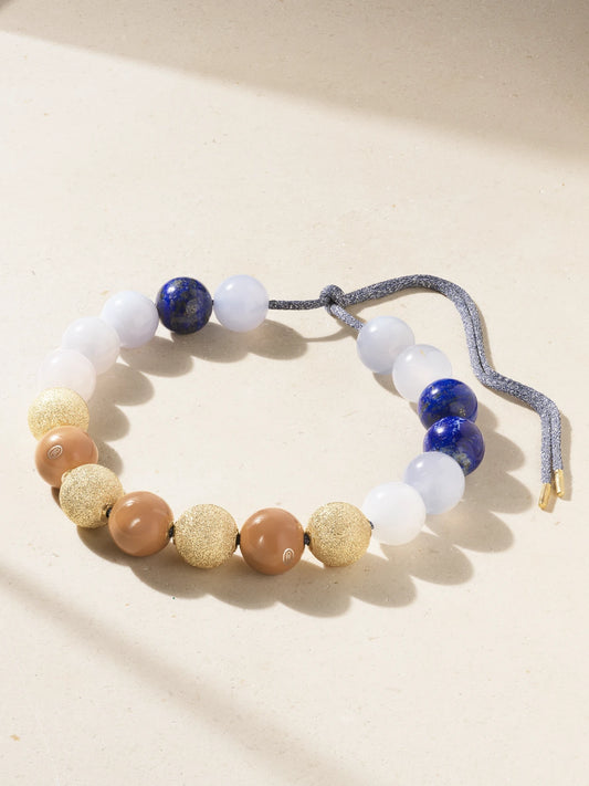 Greenwich Village Downtown 18-karat Gold, Enamel, Chalcedony, Lapis Lazuli And Lurex Necklace