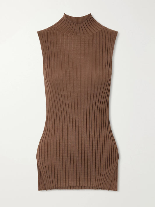 KHAITE Karla Ribbed Wool And Silk-blend Tank