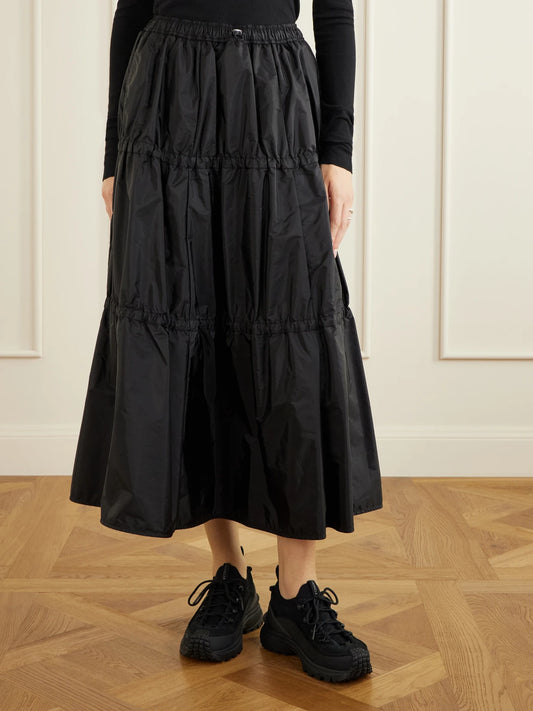 Tiered Shell Midi Skirt