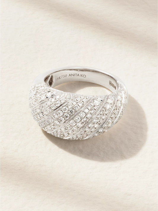 Domed 18-karat White Gold Diamond Ring