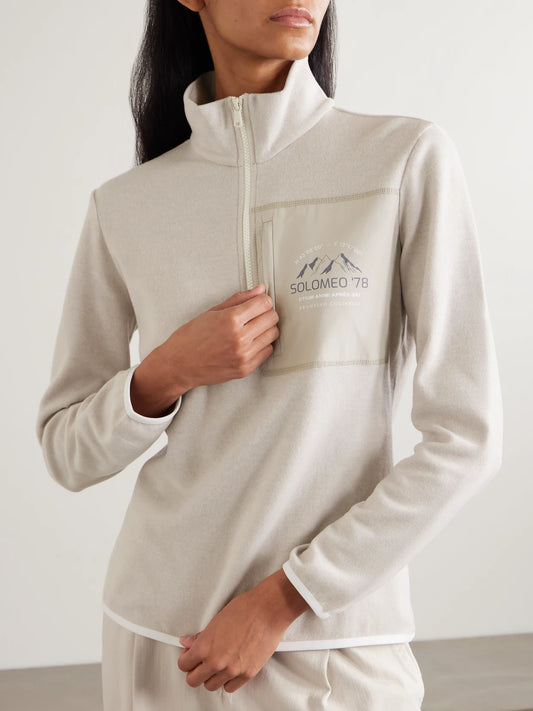 Printed Shell-trimmed Cashmere-blend Sweatshirt