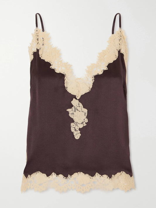 DÔEN Kira Lace-trimmed Silk-satin Cami