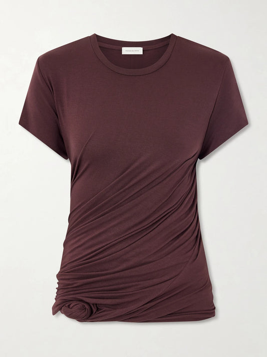 Gathered Cotton-blend T-shirt