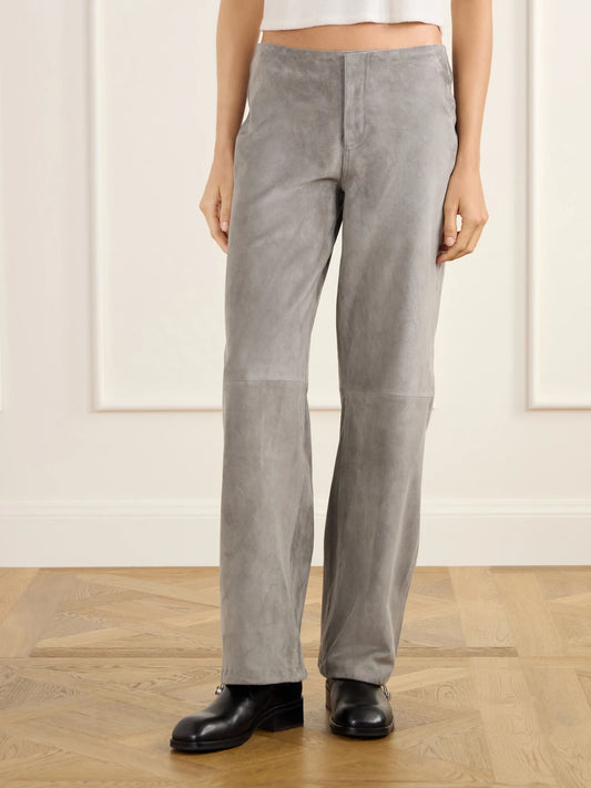 Still Here Sport Jean Paneled Suede Low-rise Straight-leg Pants