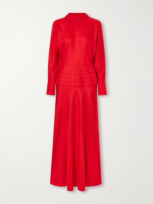 RÓHE Damar Pleated Silk-twill Maxi Dress