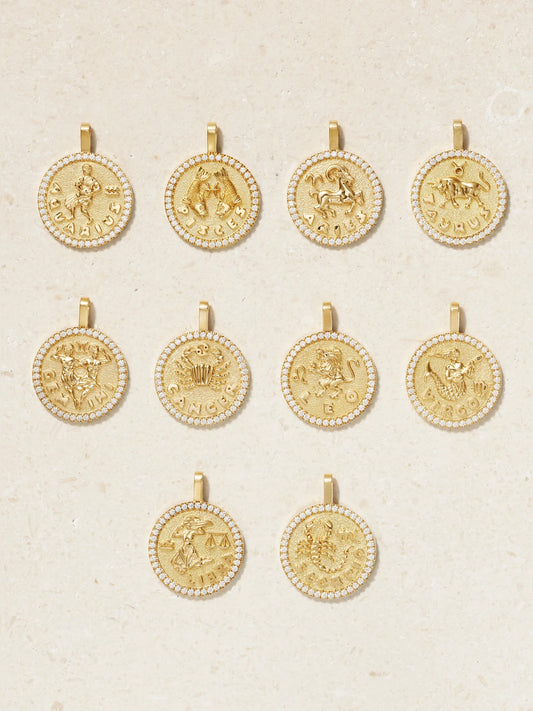Zodiac Large 18-karat Gold Diamond Necklace