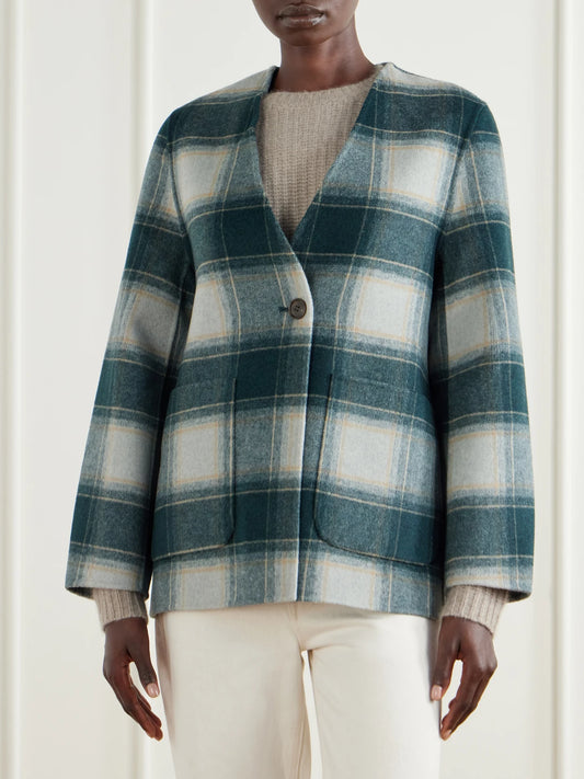 Varley Alderton Scarf-detailed Checked Wool-blend Coat