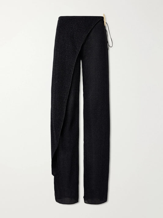 Lumiere Embellished Lurex Wide-leg Pareo Pants