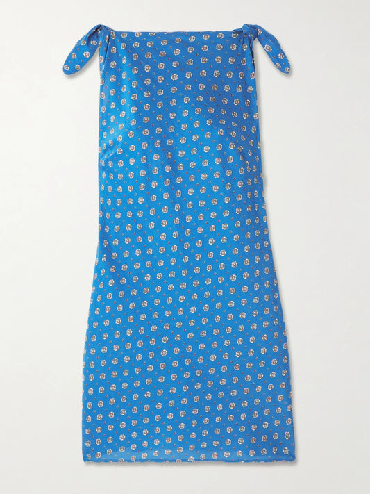 Maltina Tie-detailed Printed Cotton And Silk-blend Mini Dress