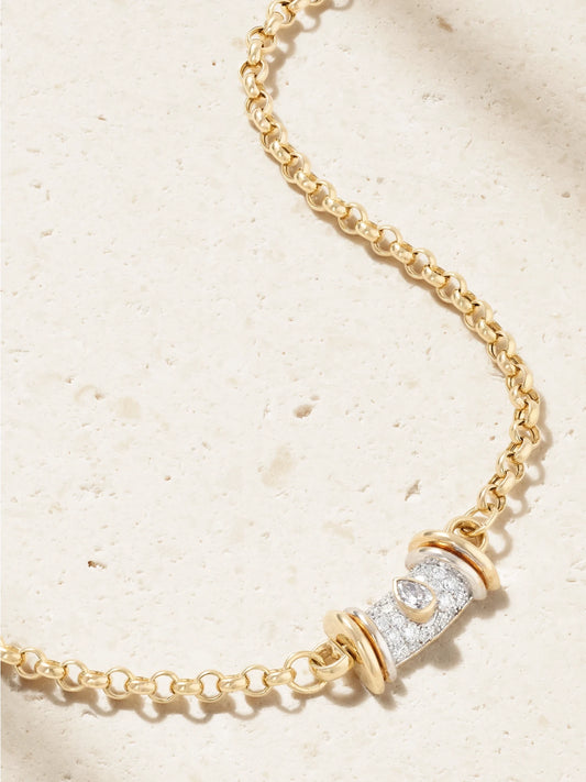 Warrior Princess Small 18-karat Gold Diamond Necklace