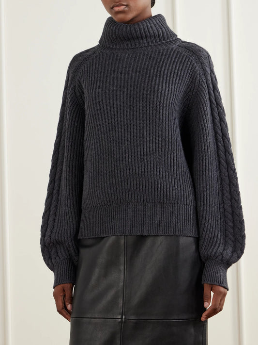 Joseph Alodina Ribbed Wool Turtleneck Sweater