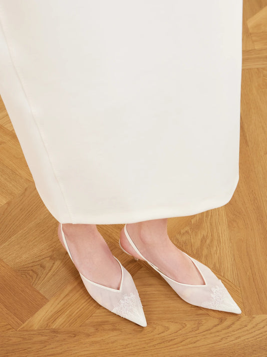 Irena Lace And Satin-trimmed Mesh Slingback Pumps