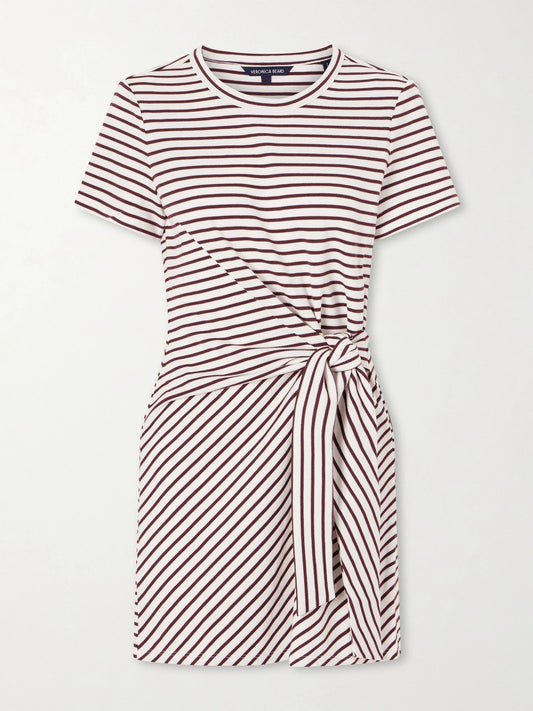 Elvaris Striped Knotted Jersey Mini Dress