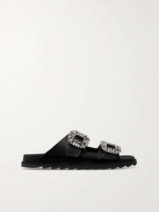 Slidy Viv Crystal-embellished Leather Slides