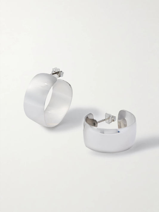 Midi Dome Sterling Silver Hoop Earrings