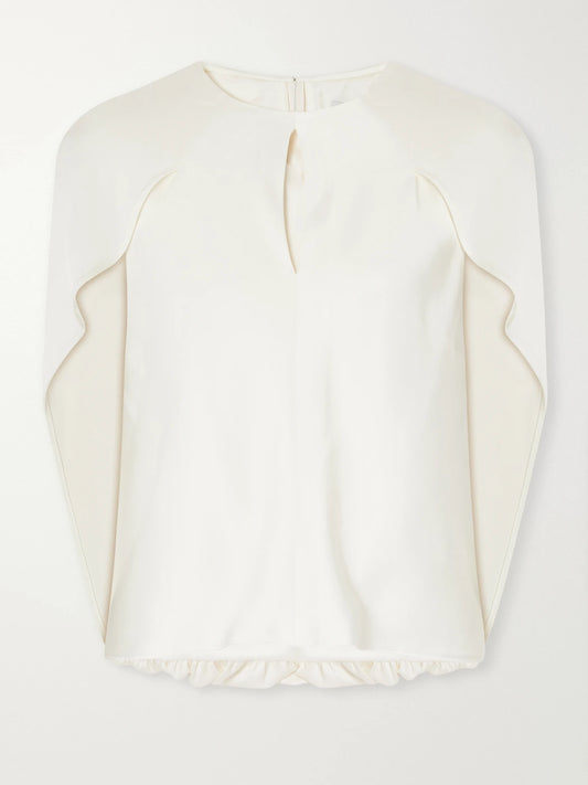 SIMKHAI Lauren Cape-effect Satin Blouse