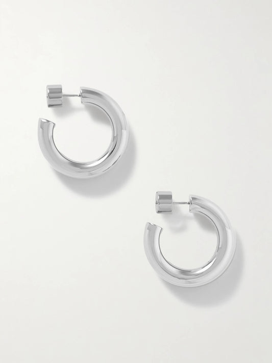Natasha Huggies Silver-tone Hoop Earrings