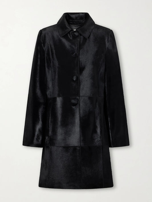 Nour Hammour Stella Paneled Calf Hair Coat