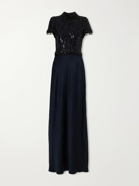 Jenny Packham Trinity Beaded Satin Gown