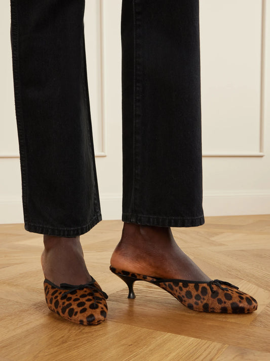Herbert Levine 24/7 50 Bow-detailed Leopard-print Pony Hair Pumps