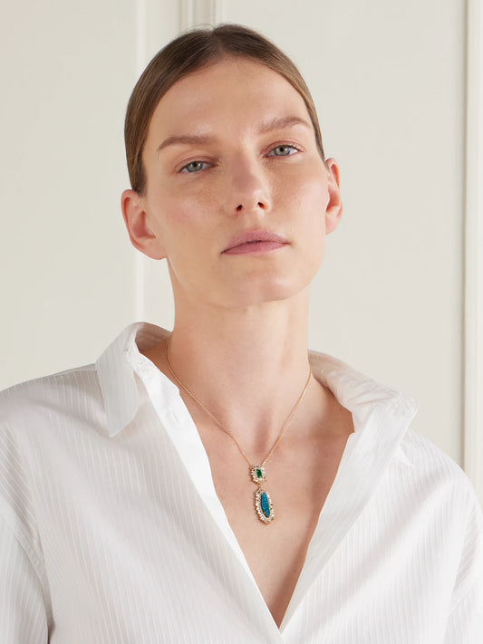 Suzanne Kalan 18-karat Gold Multi-stone Necklace