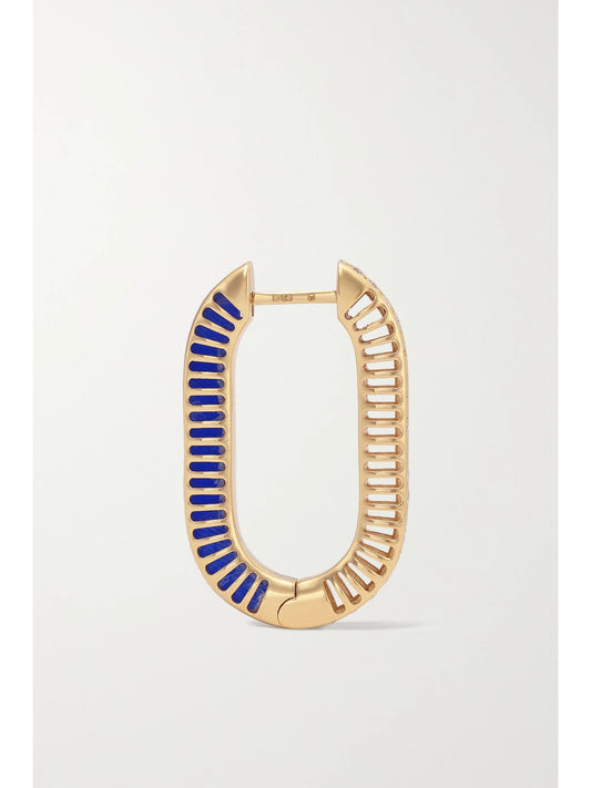 Lock Ray Large 18-karat Gold, Lapis Lazuli And Diamond Earrings