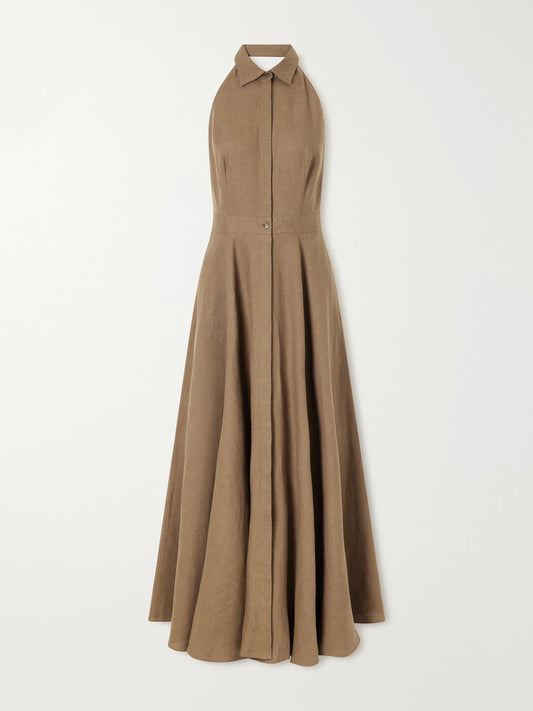 Ralph Lauren Collection Eldered Linen Halterneck Maxi Dress