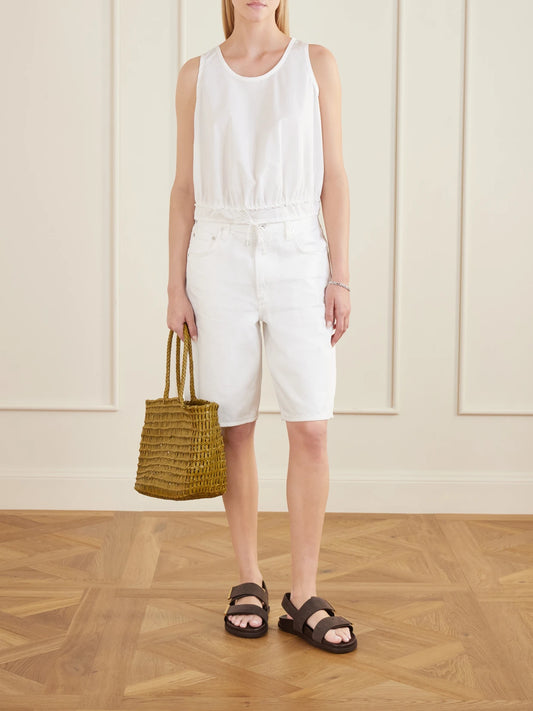 Court Denim Straight-leg Shorts