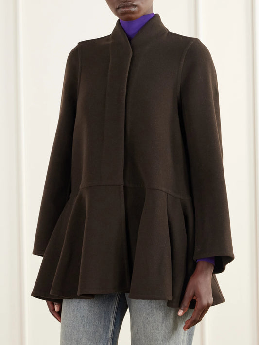 LOEWE Peplum Brushed Wool-blend Coat