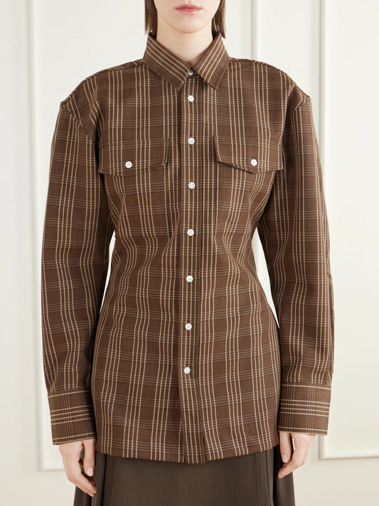 AMI PARIS Belt-detailed Checked Wool Shirt