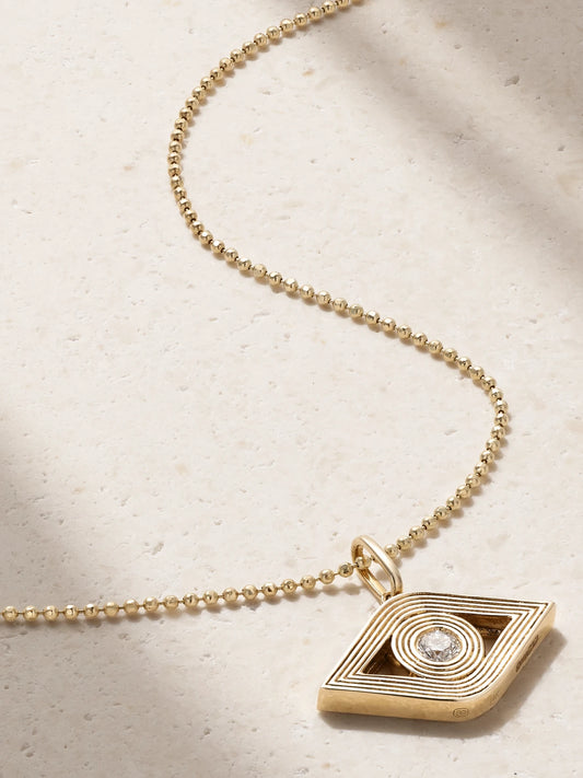 Extra Large Evil Eye 14-karat Gold Diamond Necklace