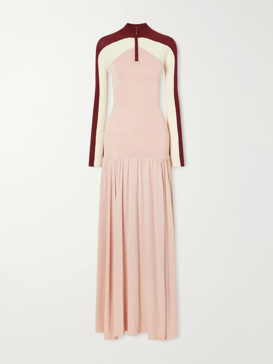 Zimmermann Clash Rib-knit And Jersey Maxi Dress